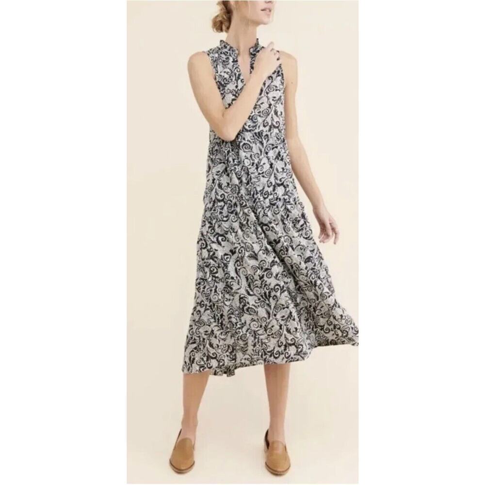 Anthropologie Marya Maeve Tiered Dress Sleeveless Black White Sz XS